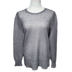J. Jill Mohair Lightweight Knit Crewneck Sweater Gray Minimalist Womens MP